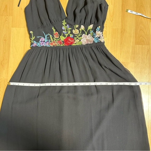 DKNY Black Silk Babydoll Floral Embroidered Mini Dress size 6 Whimsigoth Event - Picture 14 of 14